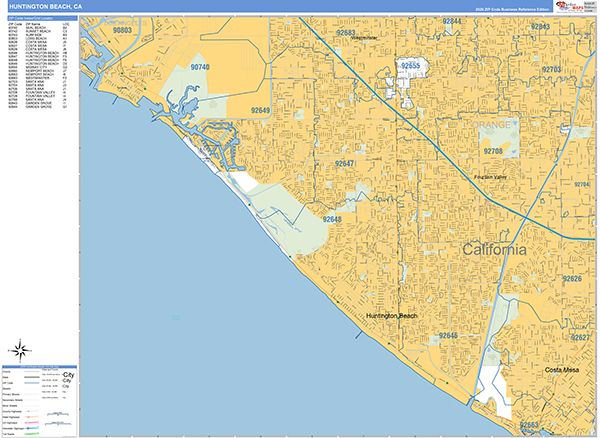 Huntington Beach Wall Map